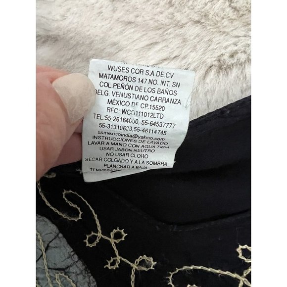 Namaste Embroidered Black Boho Popover Blouse Hippie Art to wear one size - Picture 8 of 9